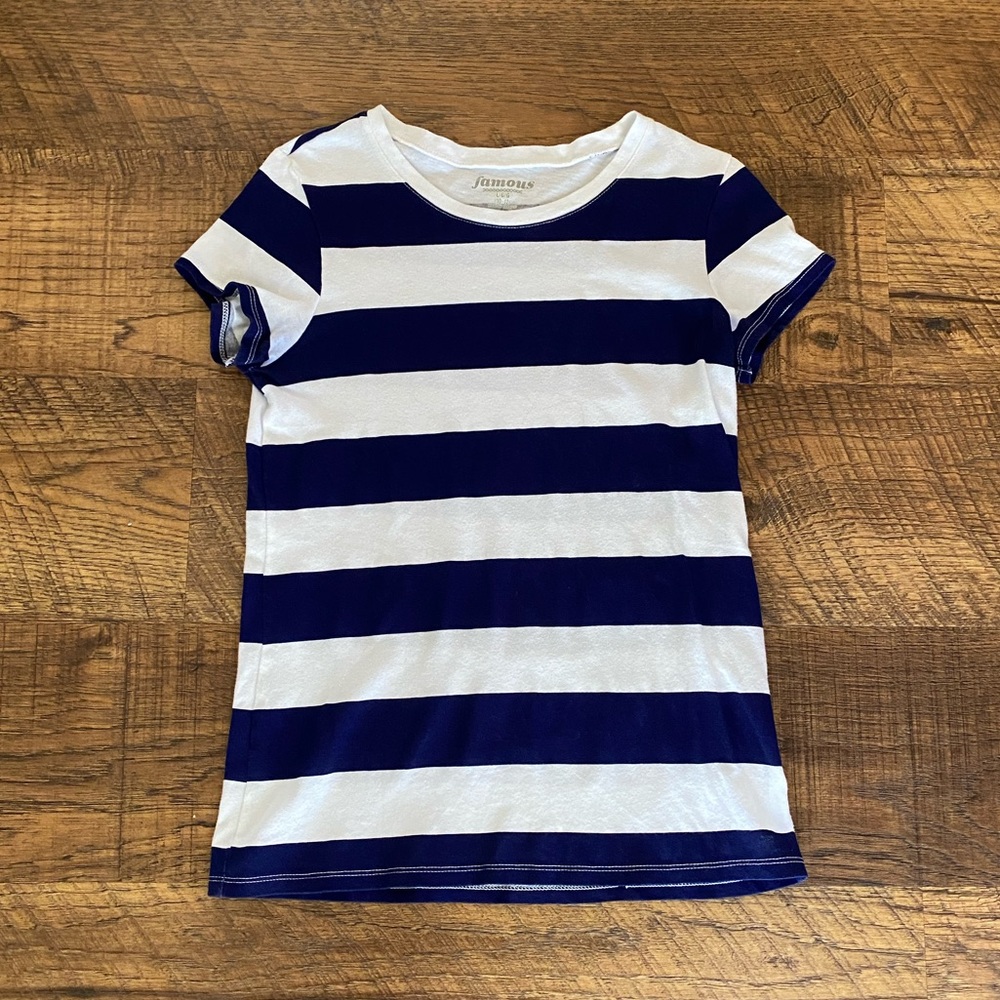 ❤️Old Navy Navy/White Striped Tee L (10/12) Girls